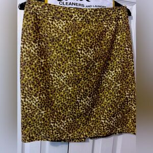 LOFT silk blend green print skirt